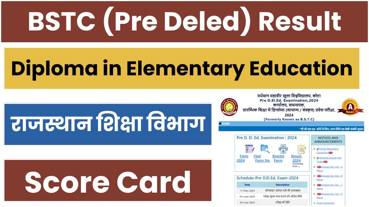 Rajasthan BSTC (Pre Deled) Result