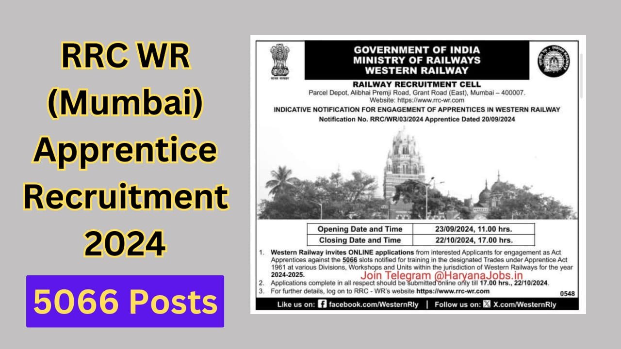 RRC WR (Mumbai) Apprentice Recruitment 2024
