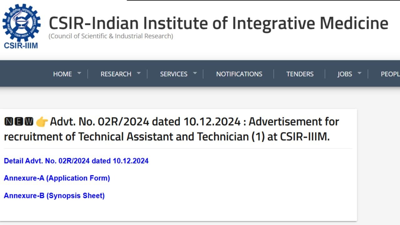 CSIR IIIM Recruitment 2024